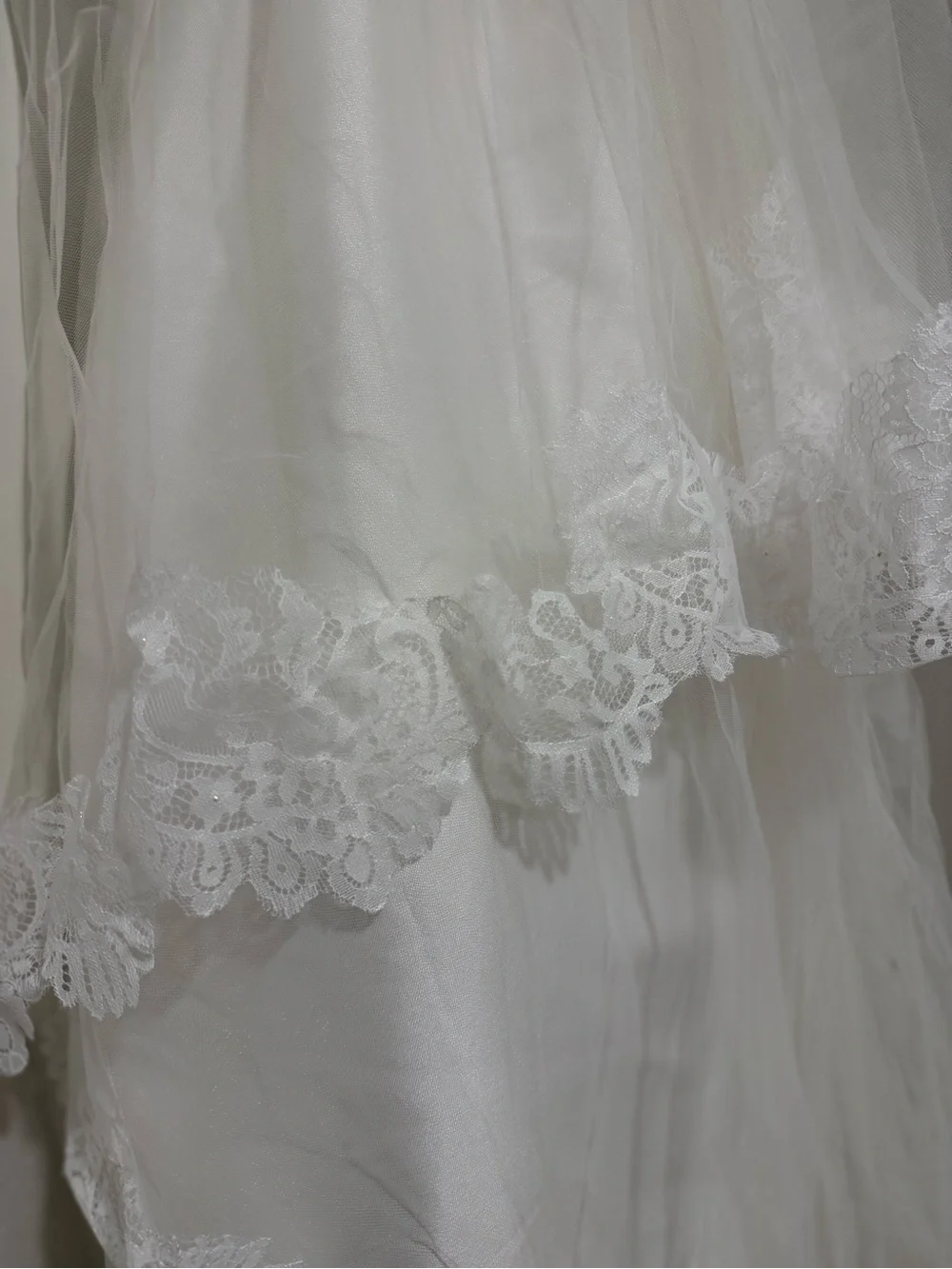 Pronovias White Wedding dress, cathedral veil & lace gloves